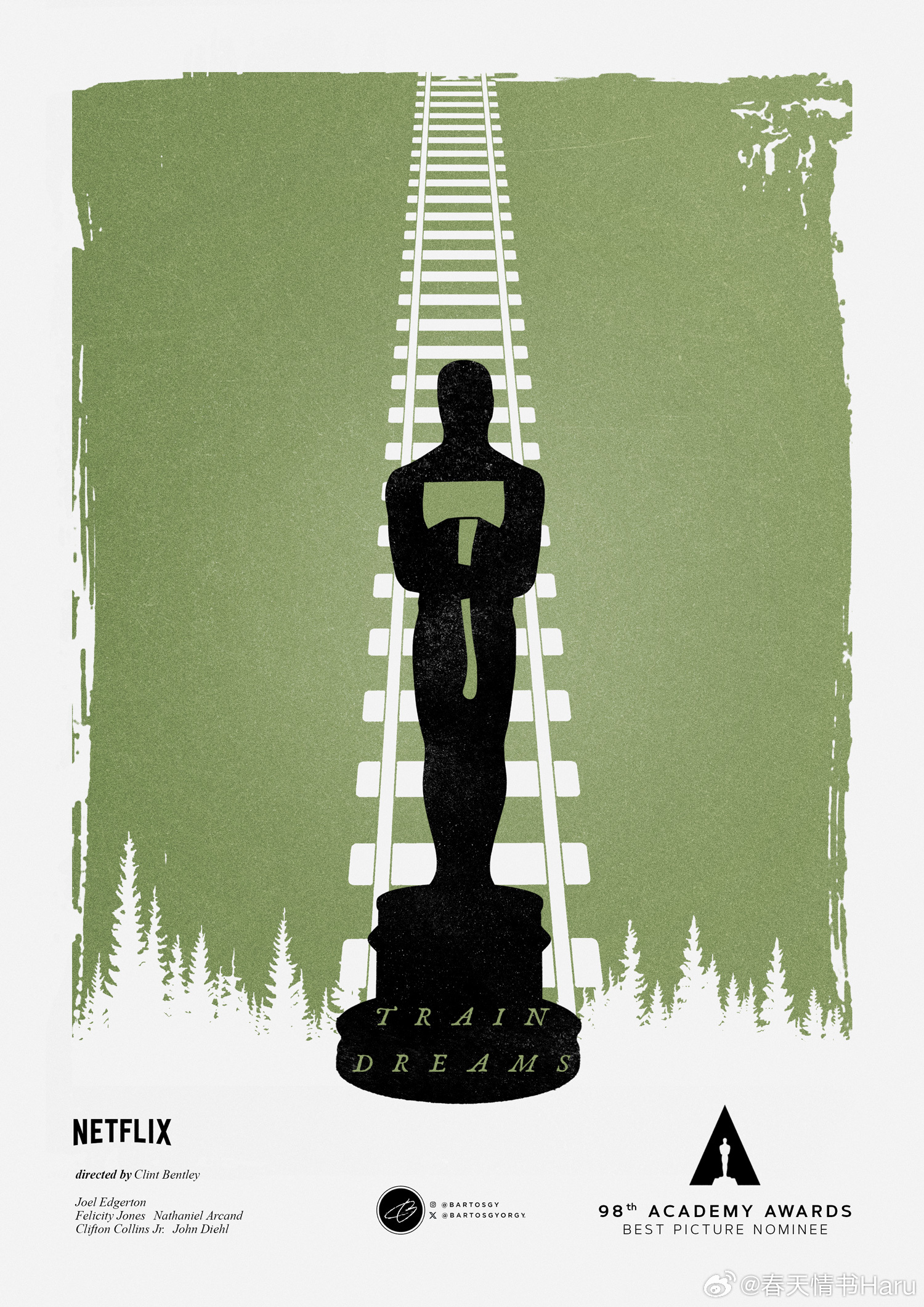 一组第98届奥斯卡最佳影片提名电影的艺术海报 by Bartos Gyorgy 