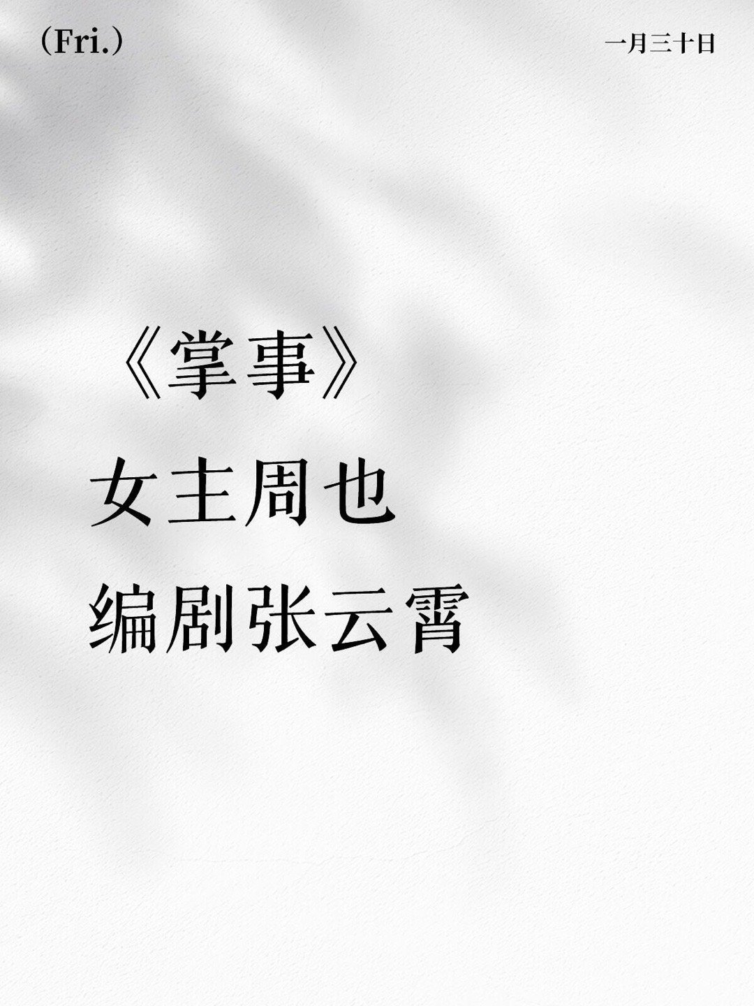 《掌事》周也女主周也编剧张云霄周也｜ 