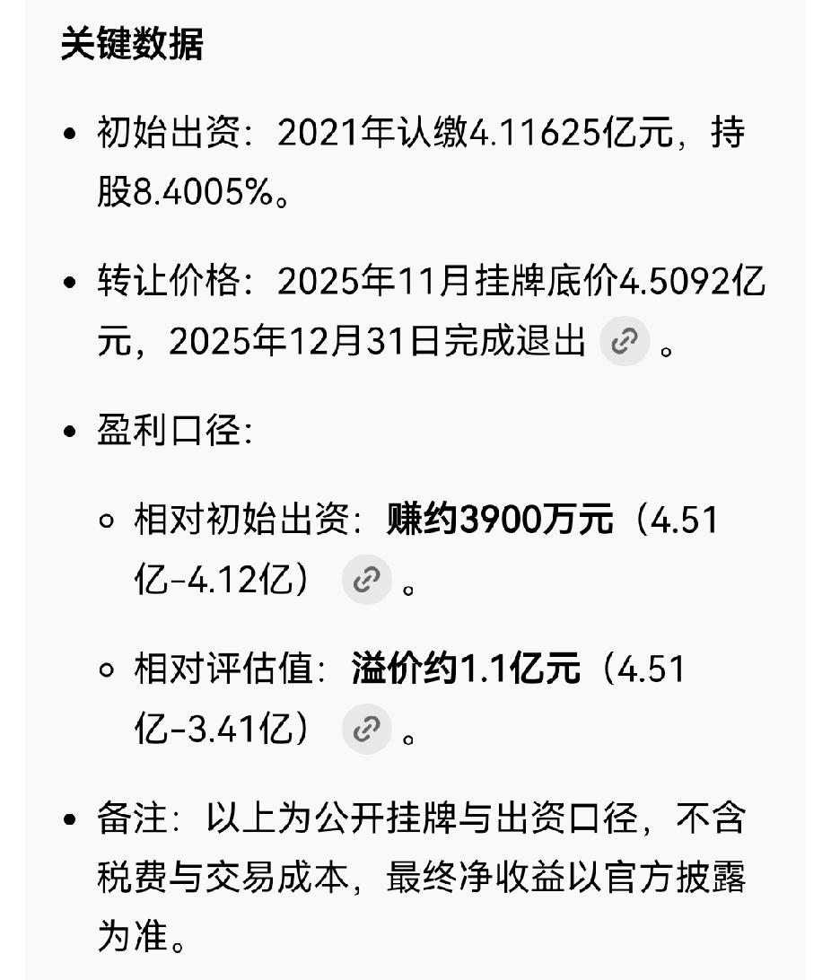 并非坊间流传的亏损。济南产发退出济南比亚迪半导体，还赚了3900万，收购方是比亚
