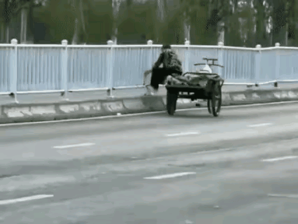 穷疯了，捡废铁居然都捡到马路护栏上了，护栏好好的，还上去用脚踹掉，然后用手掰下来