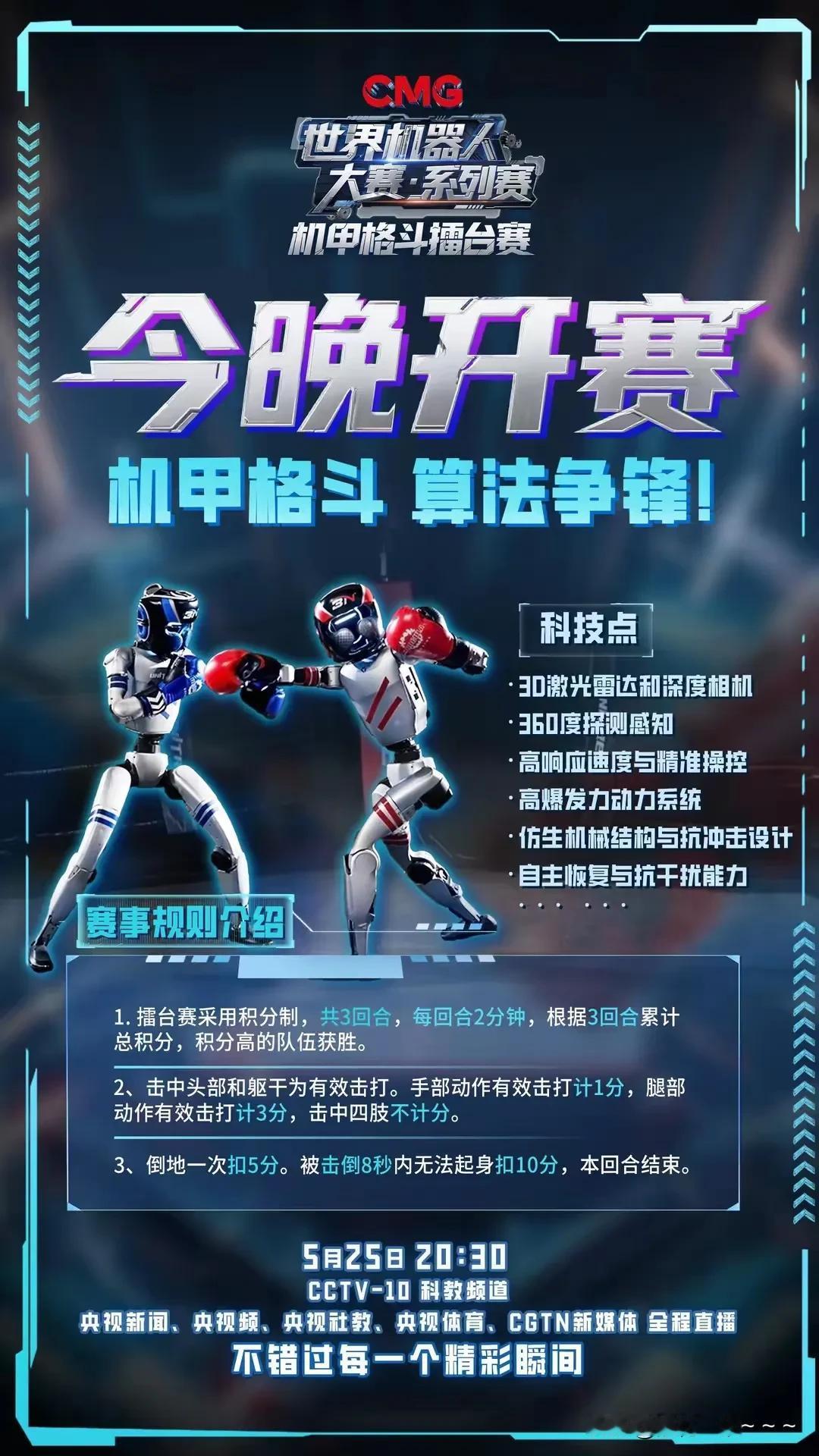 硬核！
CMG世界机器人格斗擂台赛今晚开赛！锁定CCTV10频道。可以说，以后能