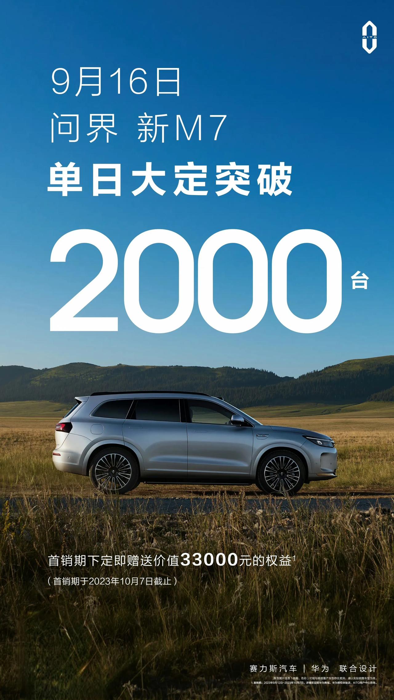 问界新M7一天就大定2000台了，这个成绩有点哎呦不错哦。
合适的定价，再加上近