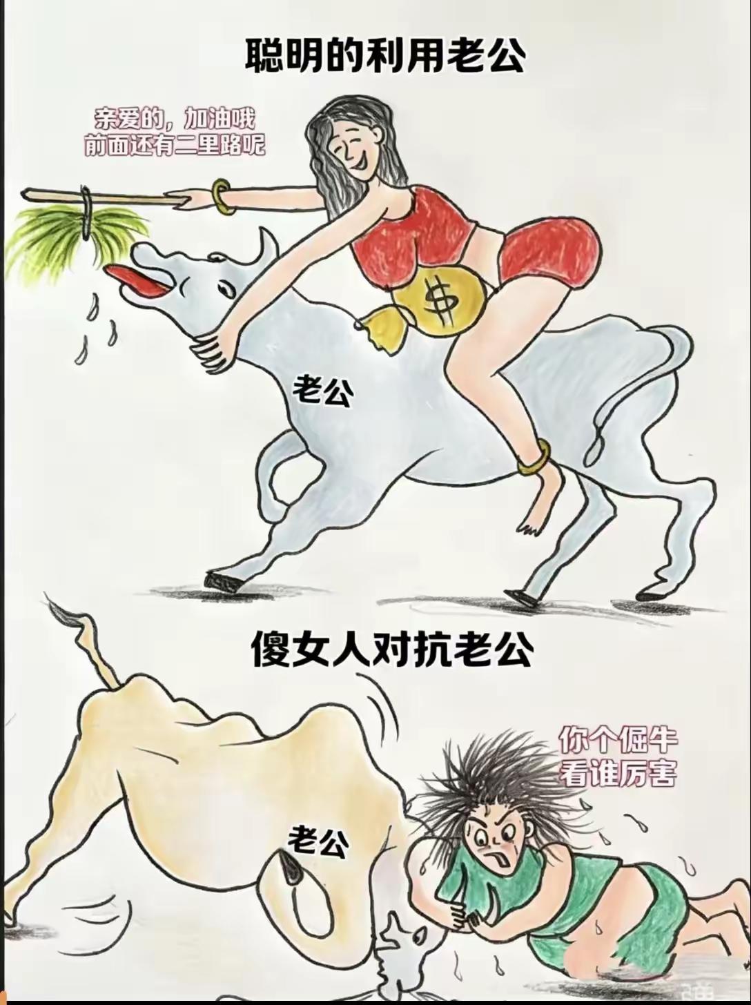 男人都是顺毛驴。
驾驭有术的女人，顺着男人的性子，给男人一个温暖的眼神，知冷知热
