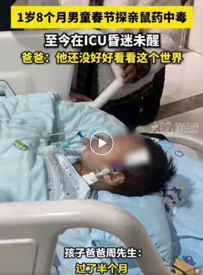 太揪心！贵州1岁8个月男童春节探亲竟莫名鼠药中毒，至今在ICU昏迷，全靠呼吸机撑