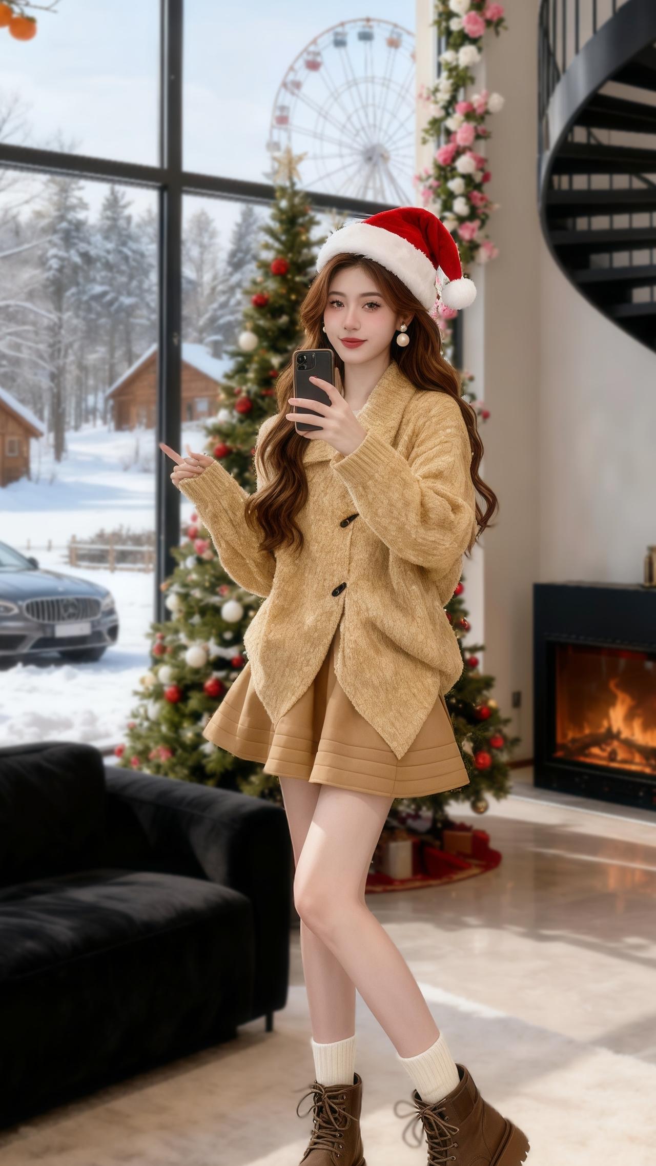 秋冬穿搭不用费脑！软糯麻花毛衣开衫+蓬蓬短裙两件套直接封神～ 牛角扣翻领自带复古