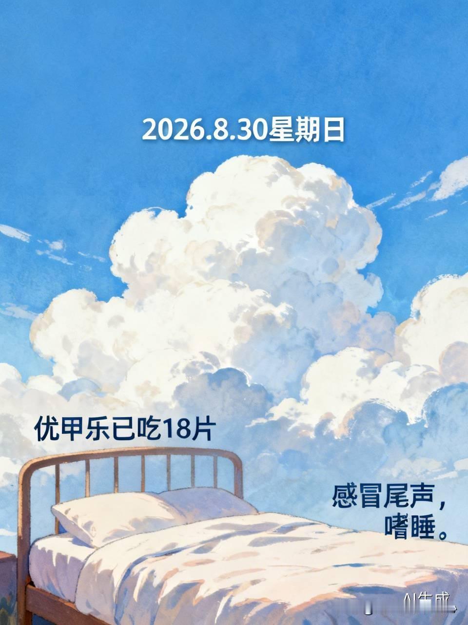 2026.8.30星期日
（5：50吃了一片优甲乐，本板已经吃了18片了。）
感
