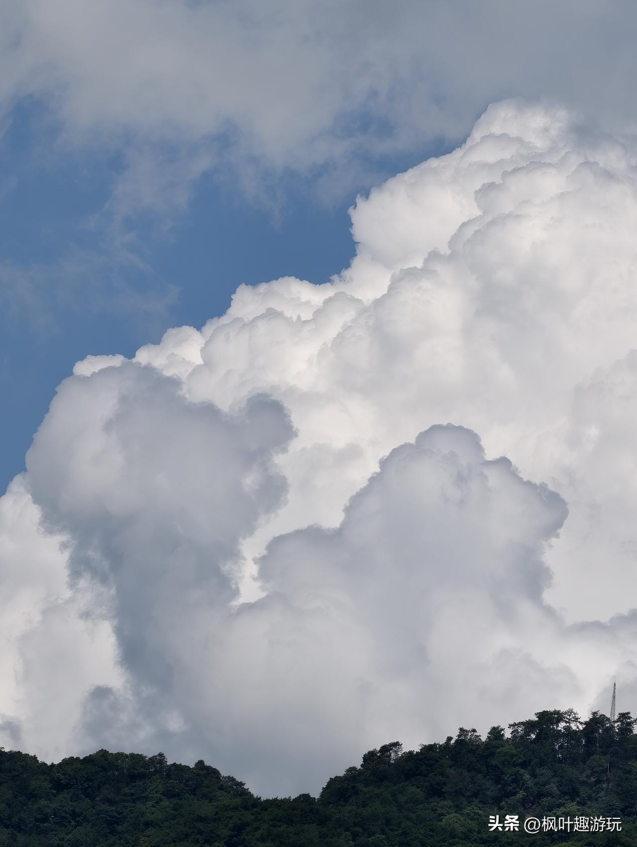 今天的蓝天白云。雨后的天空，天是那么尉蓝，云朵是那样的洁白，太美了！蓝天治愈瞬间