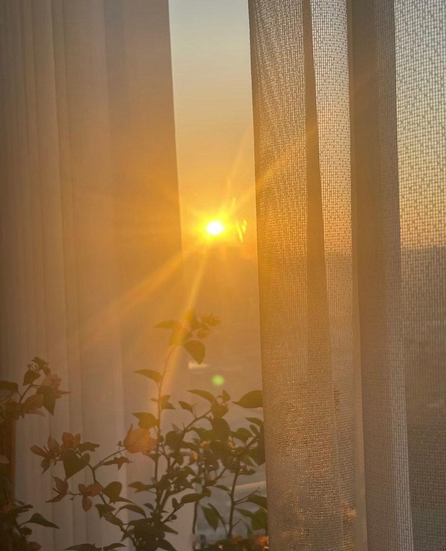 💤睡意朦胧的清晨被一束光给唤醒，☀️看到那束光，抚慰了我浮躁的心，也有被治愈❤