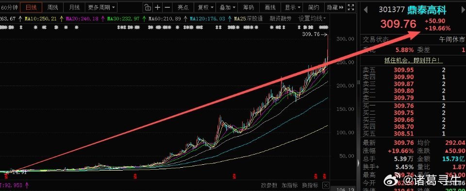 301377鼎泰高科 超级大牛24年924牛市以来已经涨幅二十多倍了$鼎泰高科(
