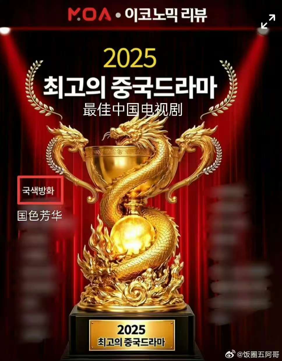 杨紫国色芳华在韩国获奖了杨紫国色芳华韩国获奖  最佳中国电视剧 