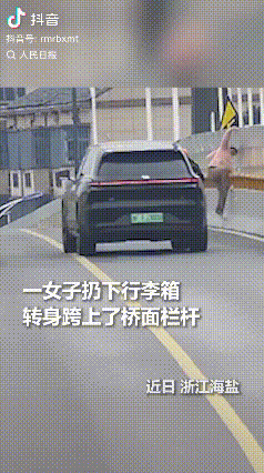 “火到人民日报了！”浙江，一位车主过大桥的时候，发现有一名女子在翻越护栏，他二话