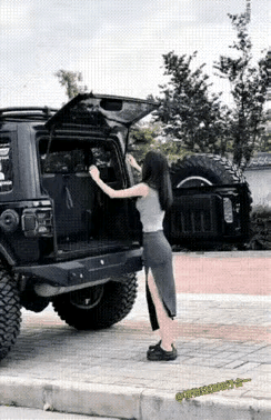 现在的车都这么高了吗？我身材这么高挺的美女，上个车还得踩凳子，拉后备箱都得蹦高！