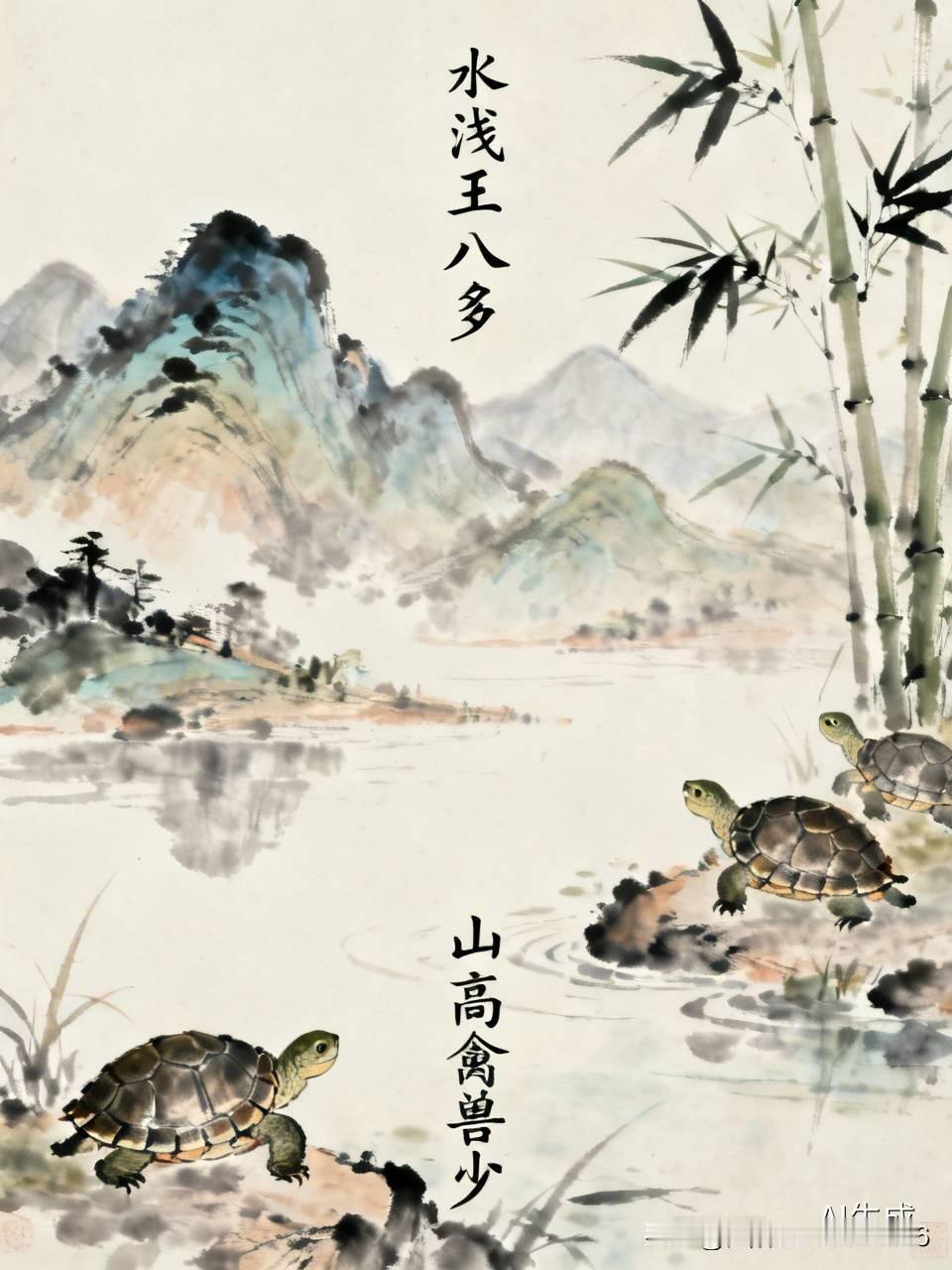 上联:水浅王八多
下联:山高禽兽少