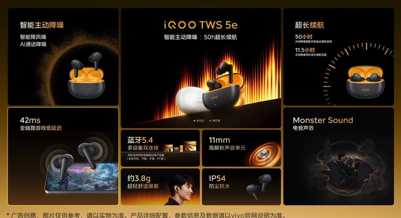 还有个iQOO TWS5e。蓝厂入门级耳机性价比一直不错。 ​​​