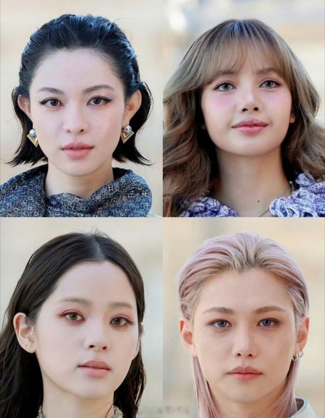 LV大秀女艺人怼脸图有钟楚曦、Lisa、欧阳娜娜、李龙馥，客观评价一下，谁的怼脸