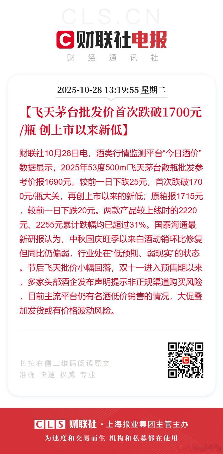 曾经的理财产品——飞天茅台现在也掉价了 ​​​