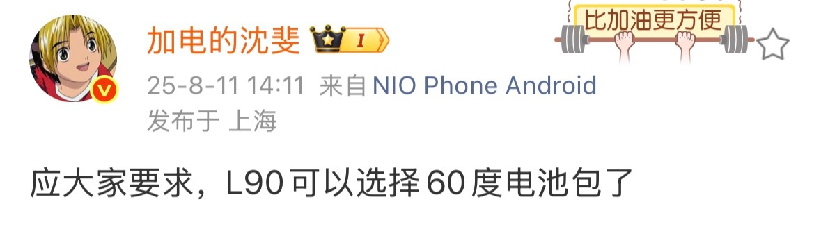 我觉得没问题啊挺好的这是把换电的优势发挥出来要出远门选大电池就好了乐道l90 ​