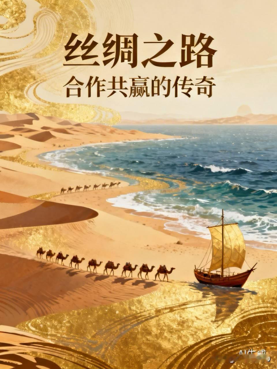 说起丝绸之路，那记忆就像潮水般涌来。它一头连着大漠，一头连着大海。
在大漠中，黄