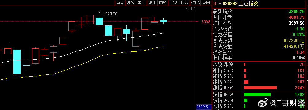 上证微调，走势正常，还是多头阶段，均线支撑3985，波段线支撑3965创指大跌，