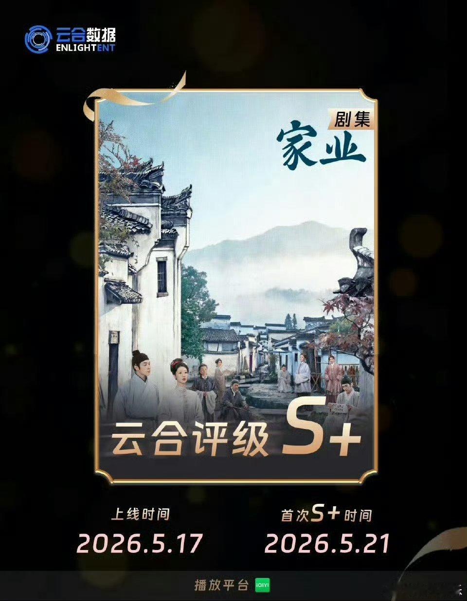 家业夯爆了 云合评级S+ 