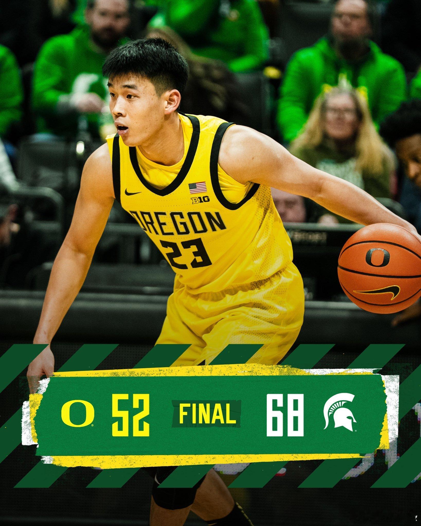 俄勒冈鸭子 下半场崩盘主场不敌全美第10密歇根州立Takai Simpkins得