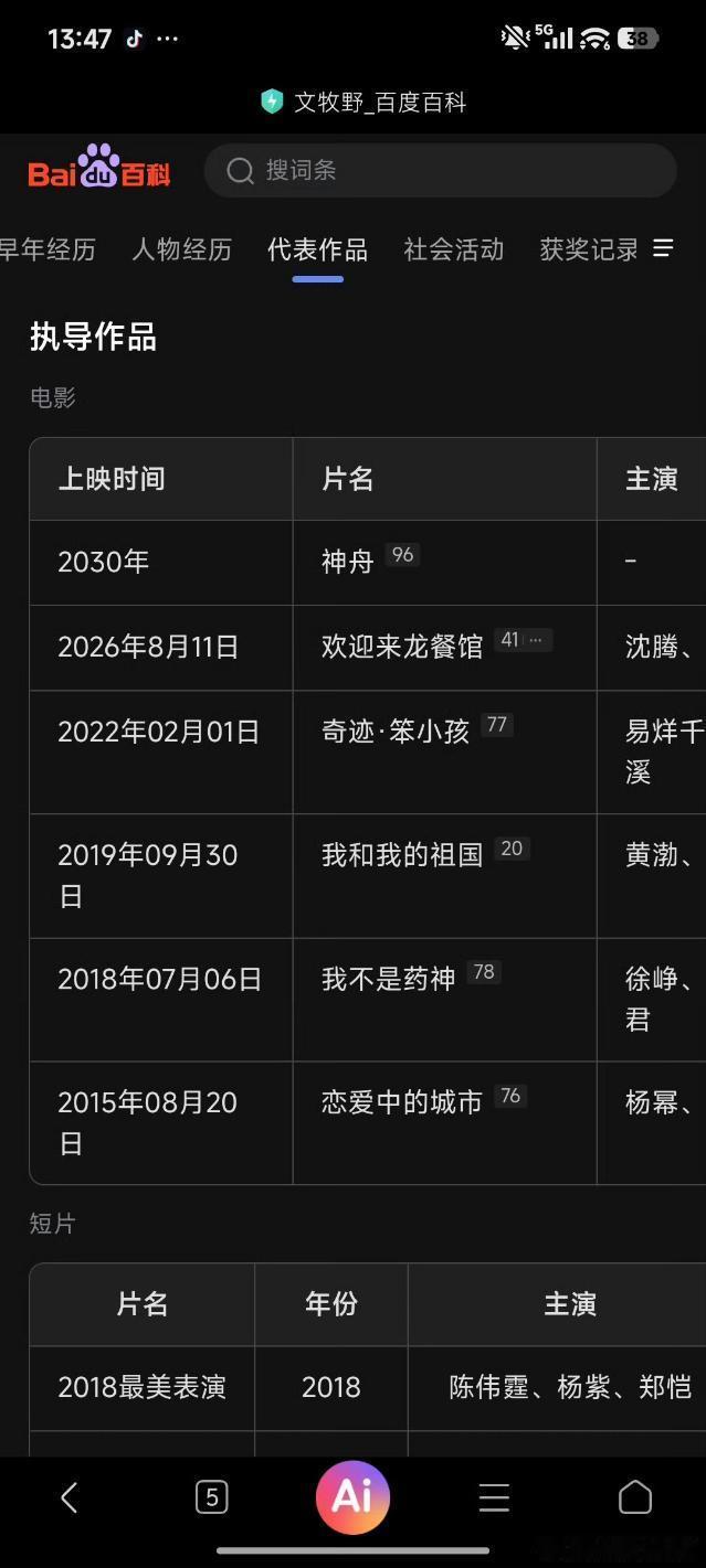 文牧野导演作品的一番演员：杨幂，徐峥，易烊千玺，沈腾，黄渤 