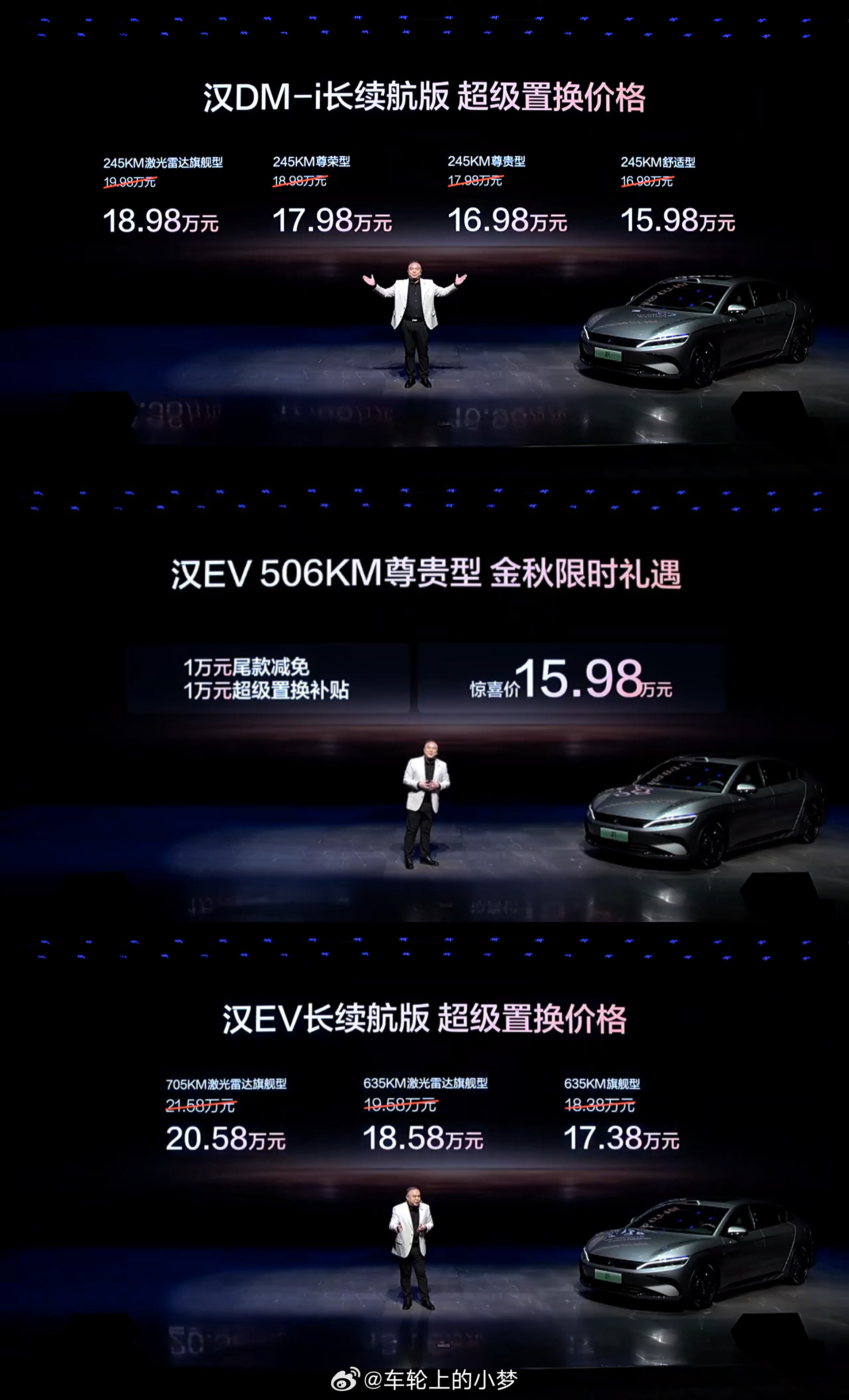 比亚迪汉长续航版15.98万起上市 比亚迪汉家族销量破百万后，10月11日汉DM