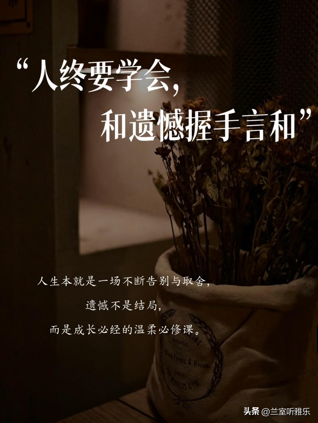 人终要学会，和遗憾握手言和。
 
人生本就是一场不断告别与取舍，
遗憾不是结局，