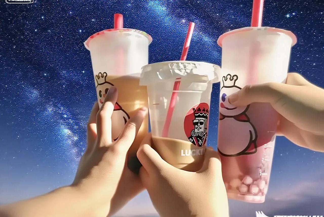 ai版秋天第一杯奶茶，自己挣钱给孩子们买了秋天的第一杯奶茶。教孩子们用ai做的图
