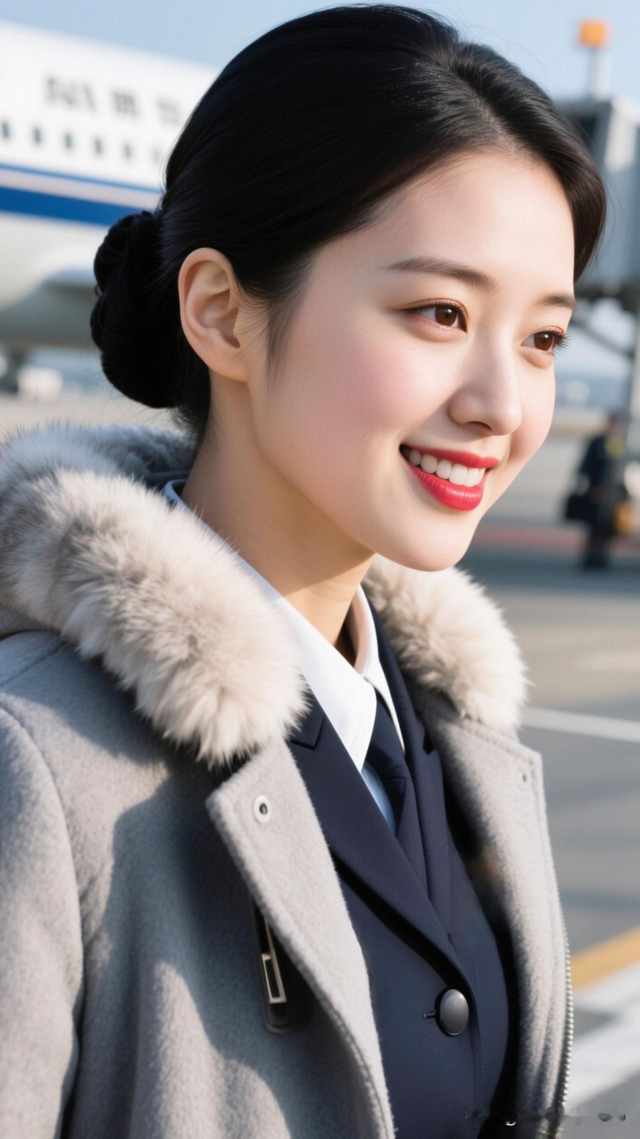 🧥 浅灰大衣驮着暖绒的风，藏青西装裹住从容的光，笑意漫开时，整个候机厅都浸着治