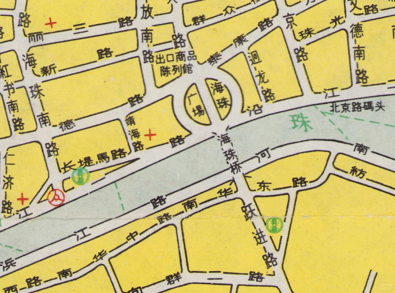 1969年广州市区简图 广州60年代老地图