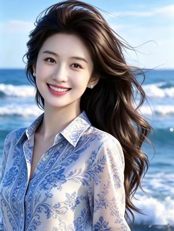海边微笑，阳光下的美丽瞬间