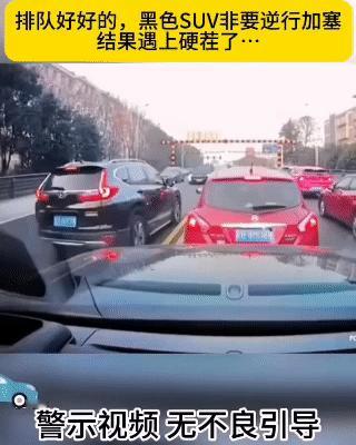 排队遇逆行加塞，这波操作看得人直呼解气！
 
大家都规规矩矩排队过闸，左边这辆黑