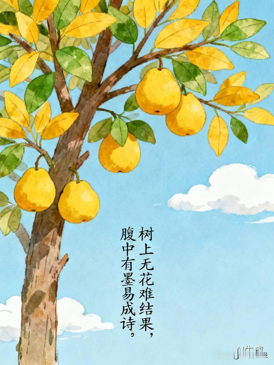 “树上无花难结果，腹中有墨易成诗”，这话太有道理了。就像树没花自然难有果，人没点