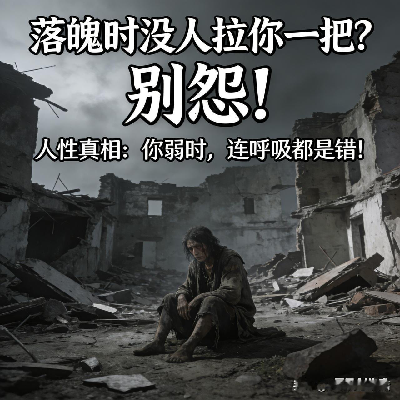 “落魄时没人拉你一把？别怨！人性真相：你弱时，连呼吸都是错！”

       