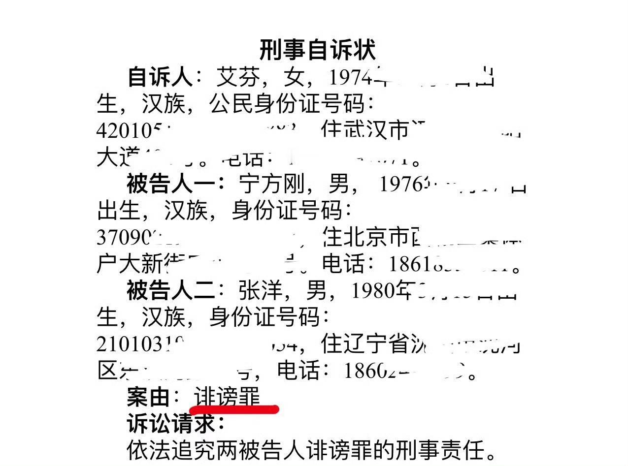 艾芬已经起诉申请依法追究宁方刚和张洋“侮辱罪”和“诽谤罪”的刑事责任 爱尔眼科花