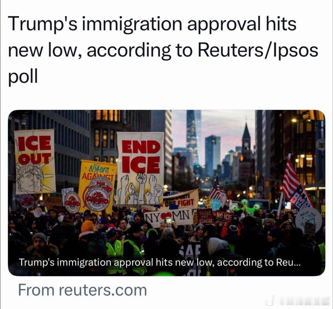 美国现行移民政策，民调支持率降至38%大部分民众认为，执行的方法不对、过于极端 