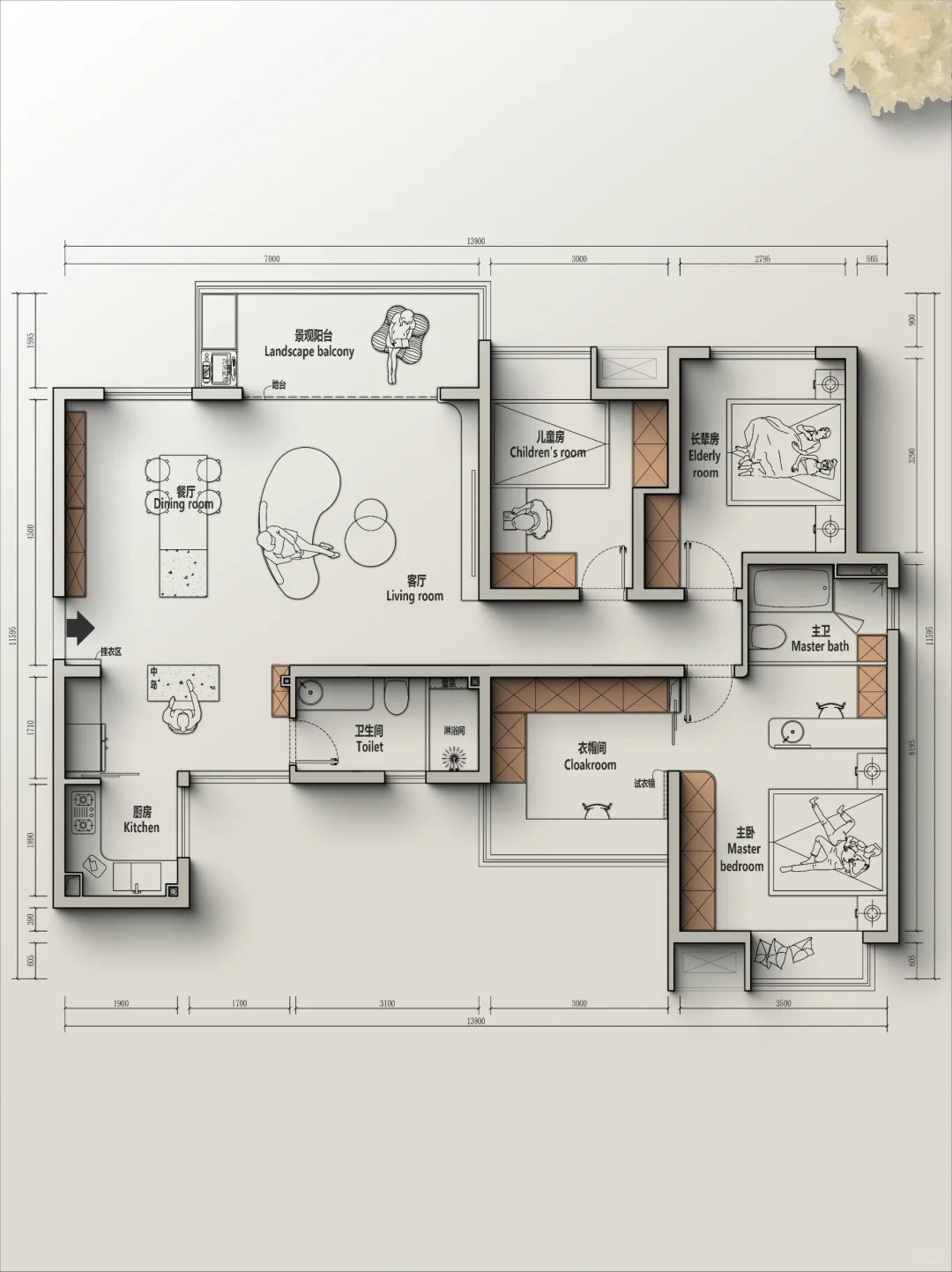 🍁户型改造丨四川119m²四室改三室