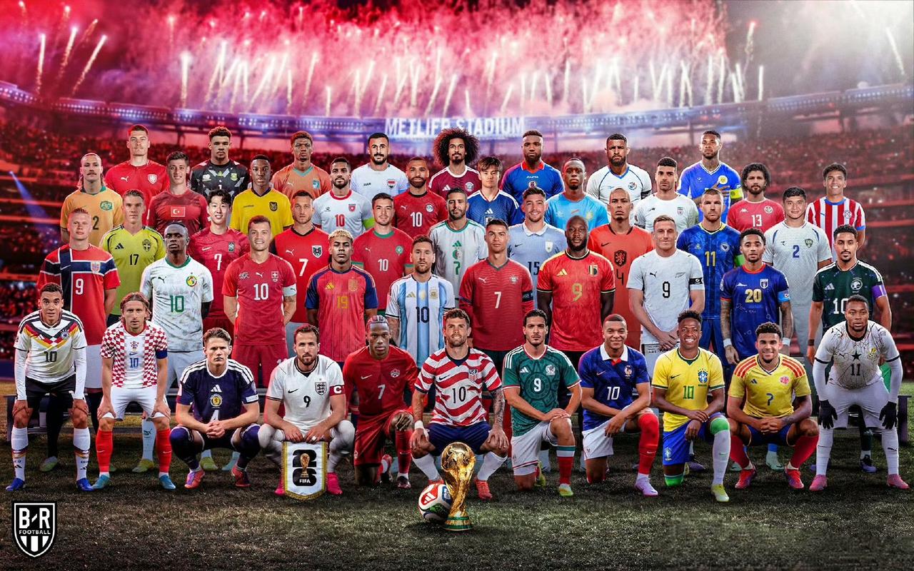 今年世界杯48个球队确定，这是各个国家的代表球星。

阿根廷代表梅西，C位！
