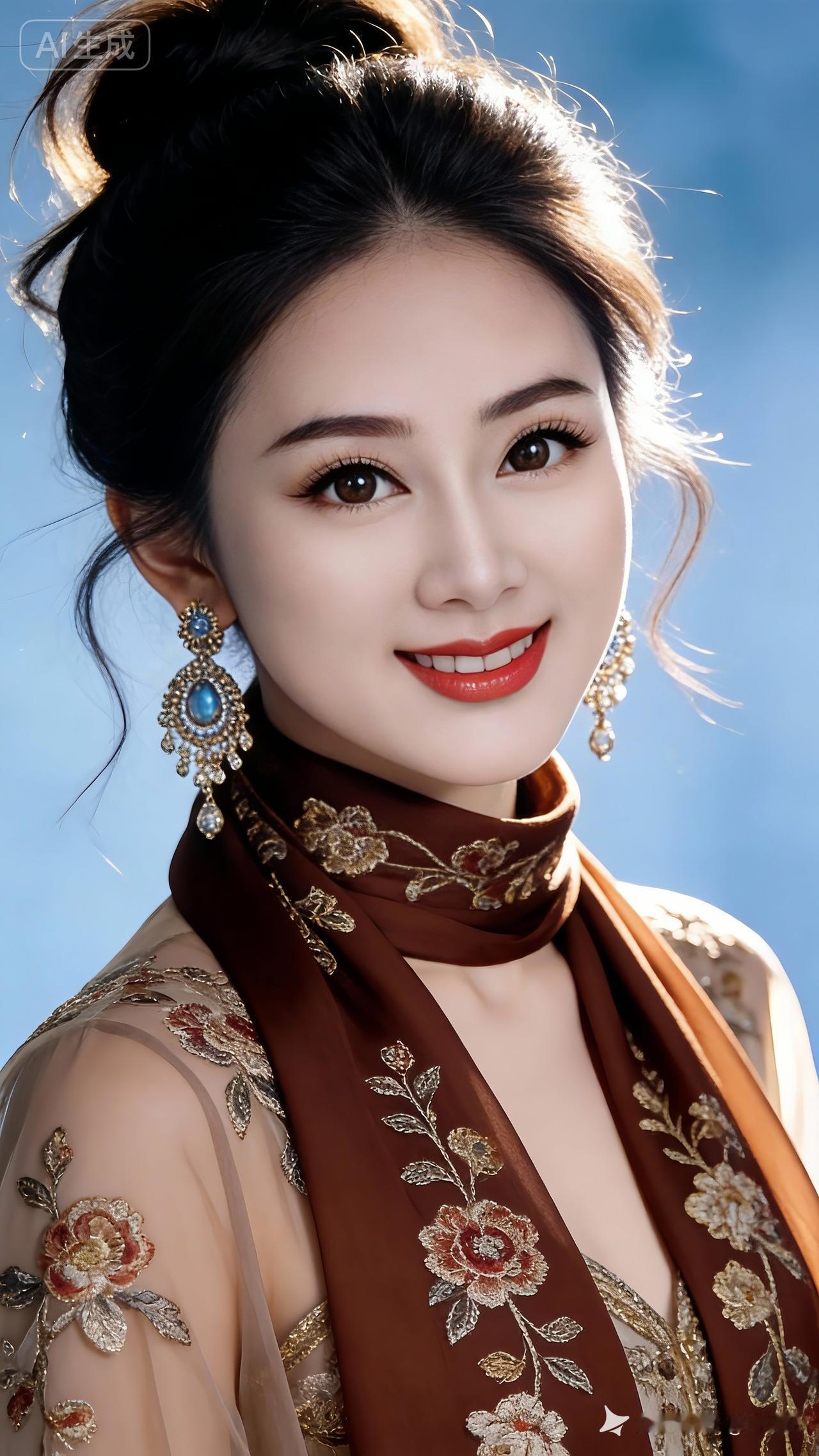 这姑娘真漂亮，穿得也很有气质。