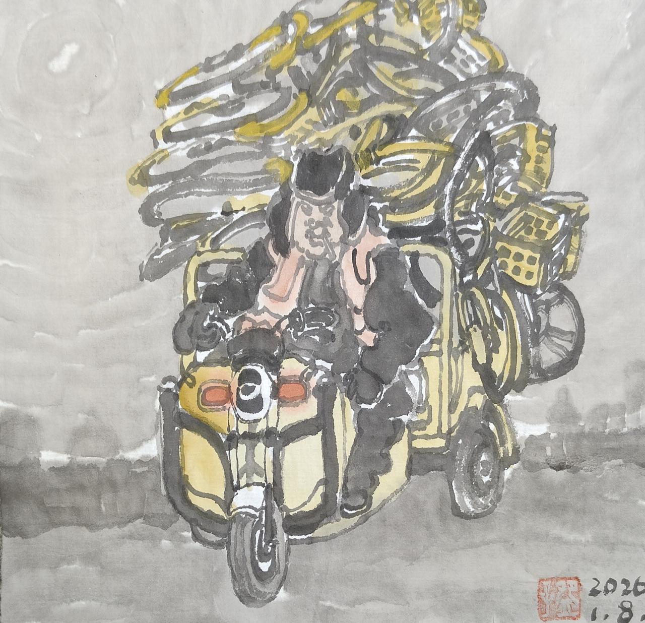 碗子的纸片水墨