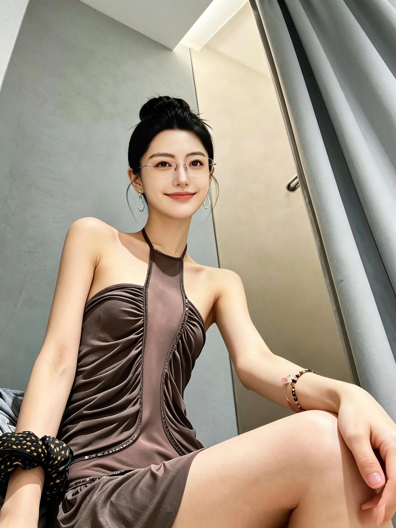 丸子头+细框眼镜，温柔御姐氛围感直接拉满什么样的穿搭可以成为气质女神?女生如何穿