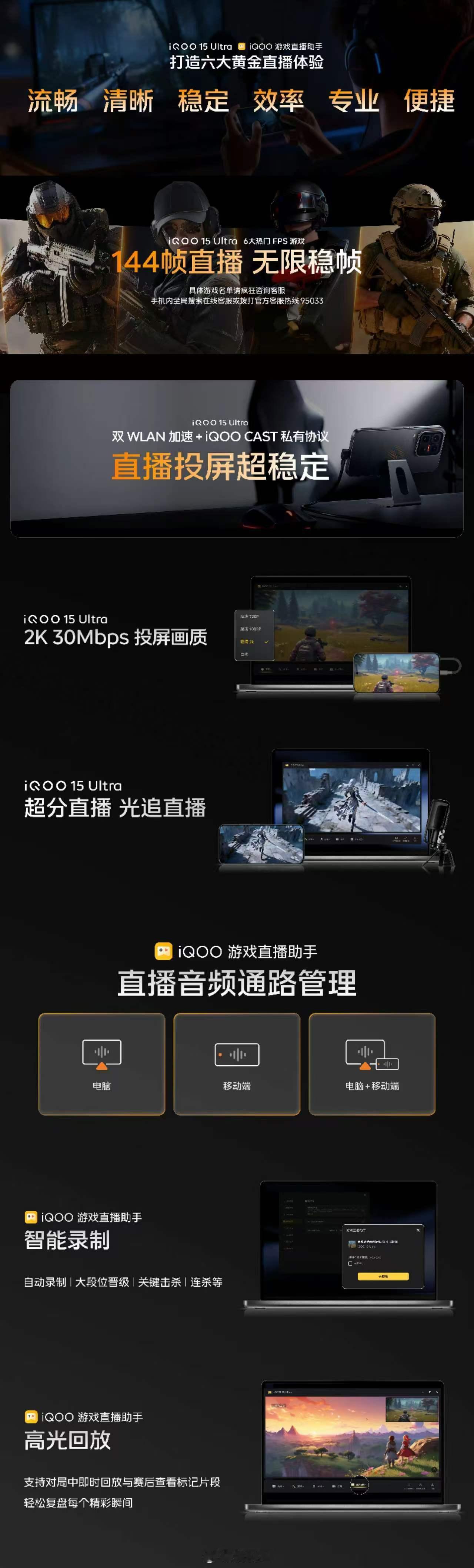 iQOO15 Ultra新品发布打造 黄金直播体验！六大头部FPS游戏144帧直