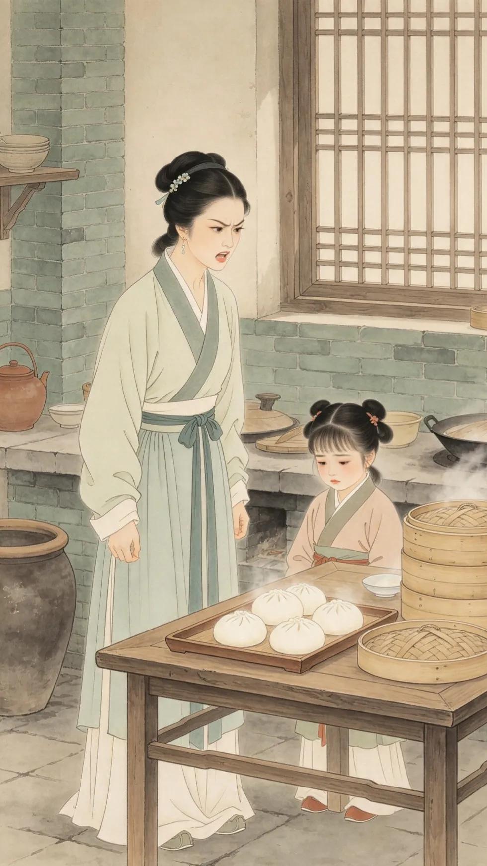 潘金莲数馒头的手指是纤纤的，单看这个镜头很唯美。可是她打起武大的女儿，也是用这纤