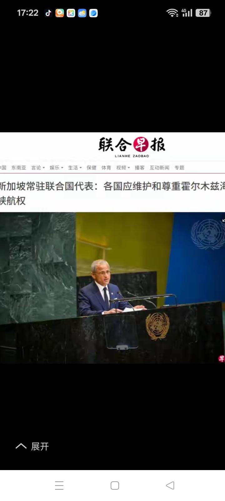 抱怨中俄，新加坡能到联大发言已经是个奇迹。
看到美国封锁霍尔木兹海峡提案被中俄否