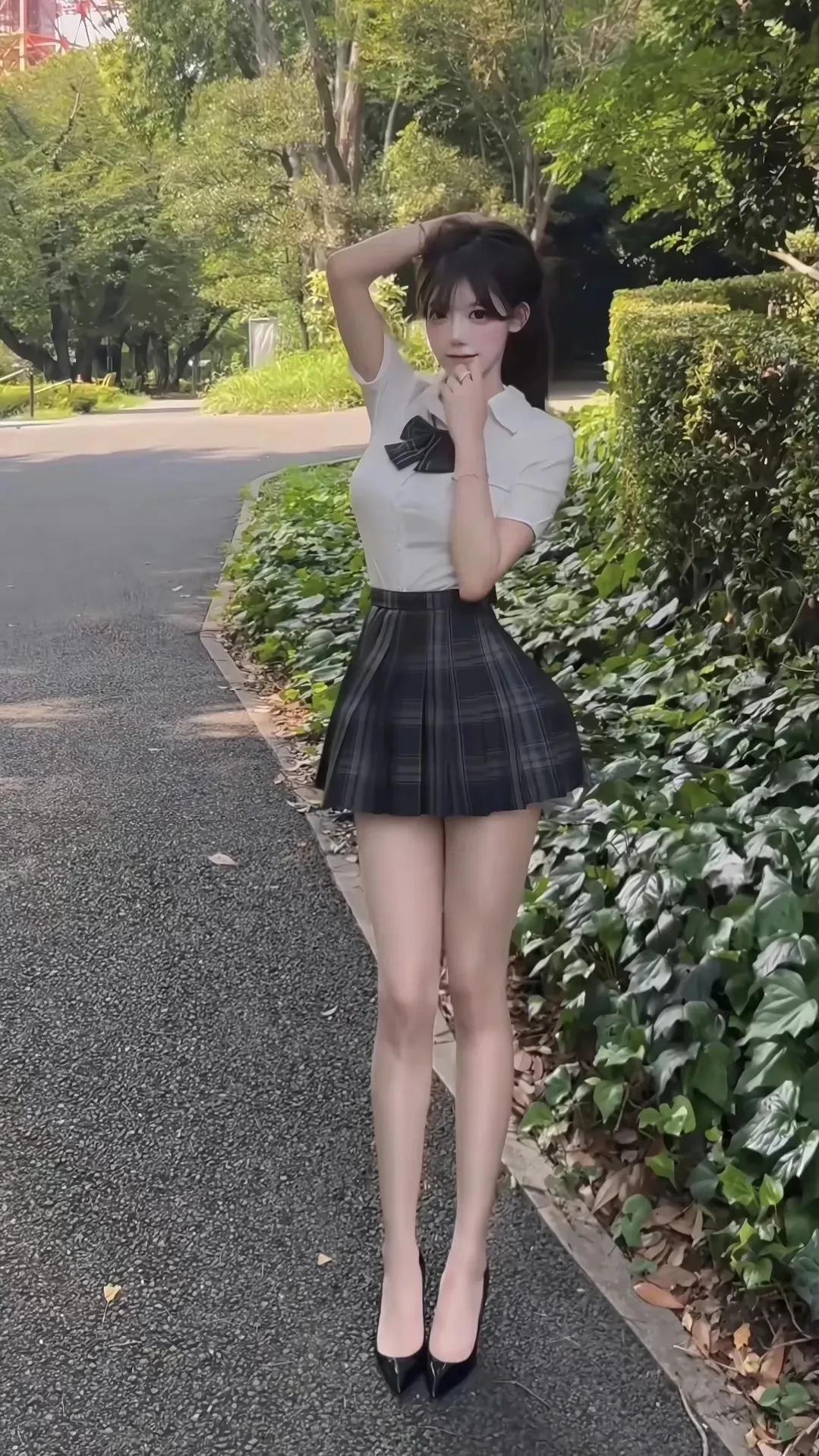 JK制服，高跟鞋大长腿，谁的清纯女友？耐看小仙女。 甜妹上演 小含美女 甜妹 可