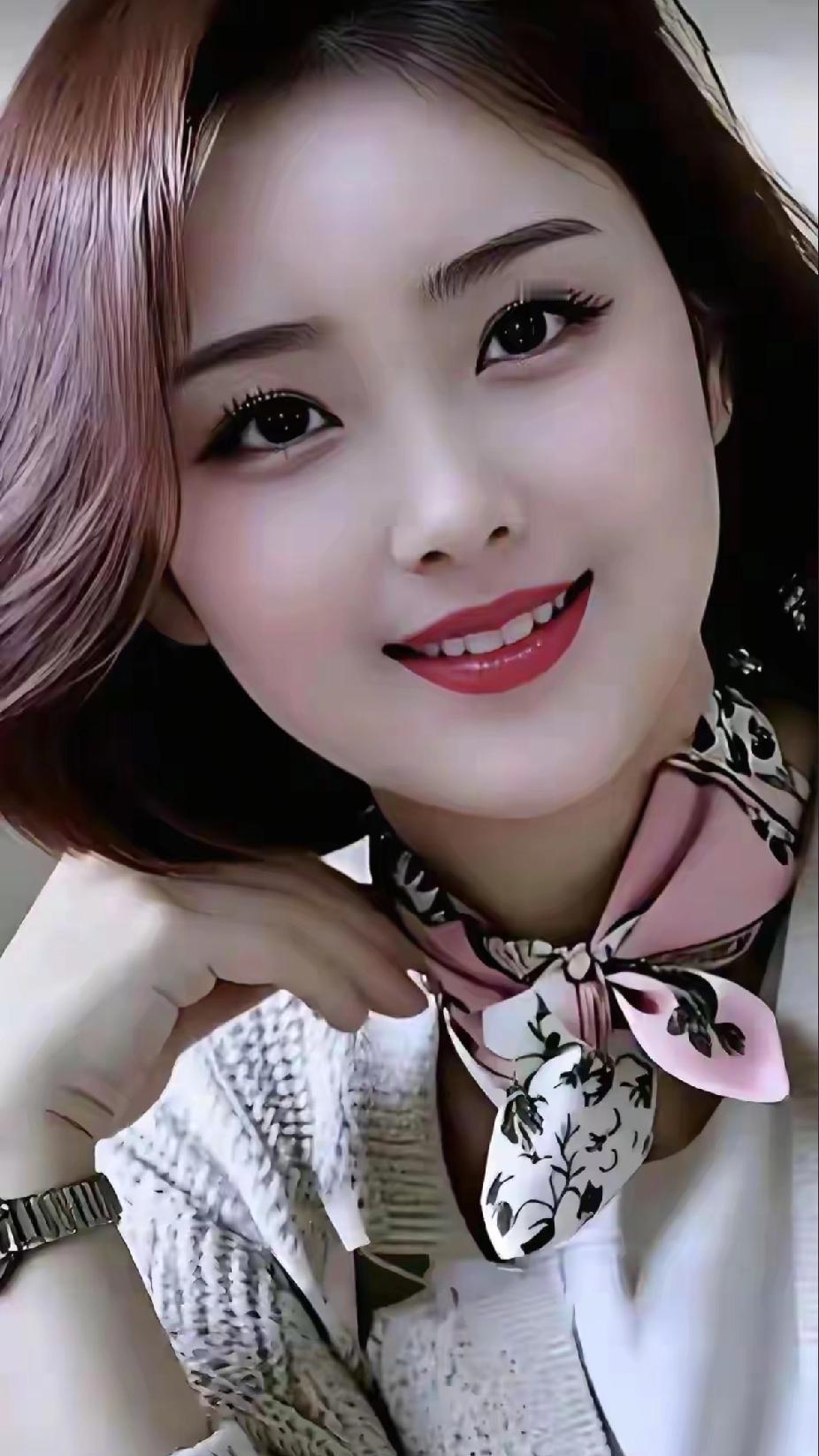 甜美笑容，温柔气质，粉色蝴蝶结，时尚穿搭