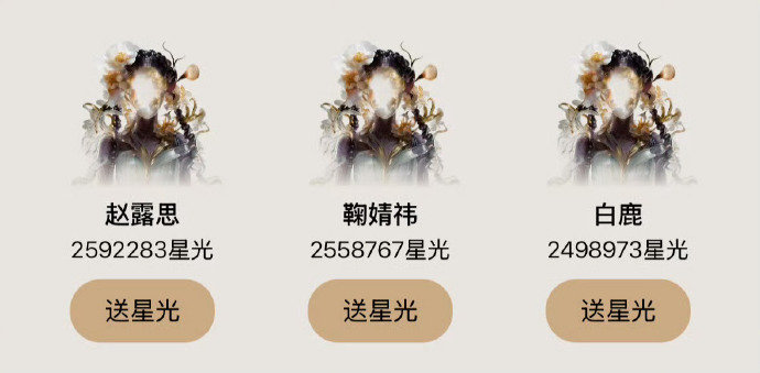 赵露思鞠婧祎白鹿星光大赏星光值排名赵露思鞠婧祎白鹿星光值排名 赵露思鞠婧祎白鹿星