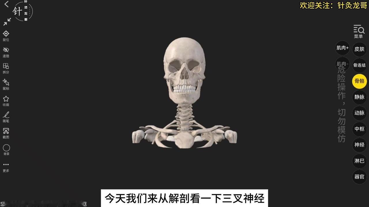 1️⃣三叉神经的解剖位置
三叉神经是面部深层的神经，分为眼神经、上颌神经和下颌神