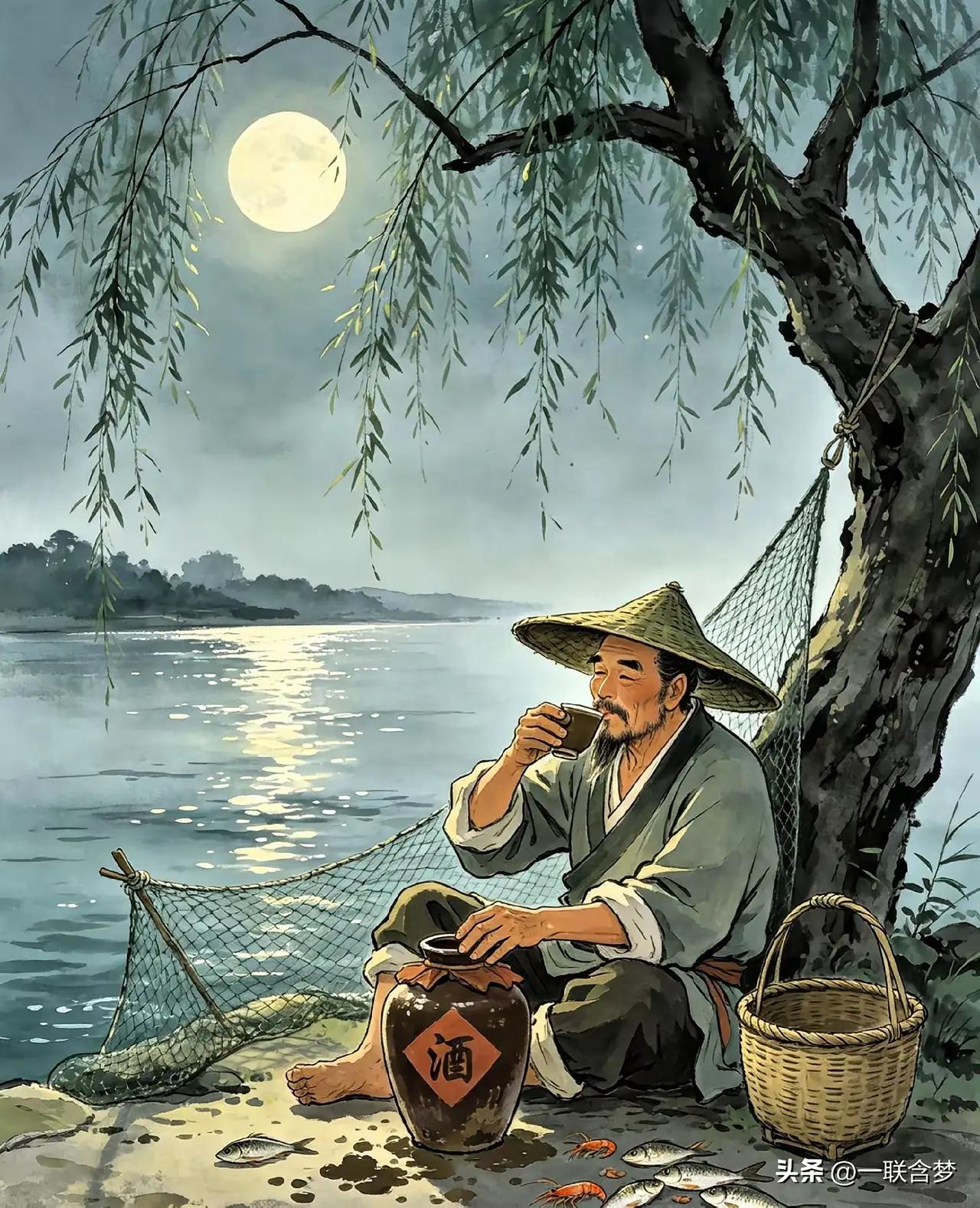 上联：不问鱼虾但问酒
下联：唯有杜康解烦忧